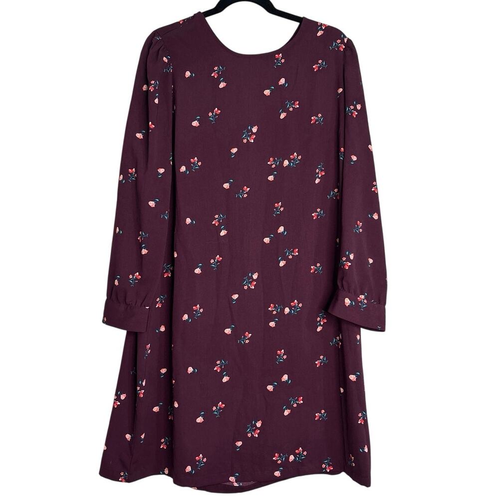 Old Navy Women’s Floral Plum Long Sleeve Shift Dress, XL